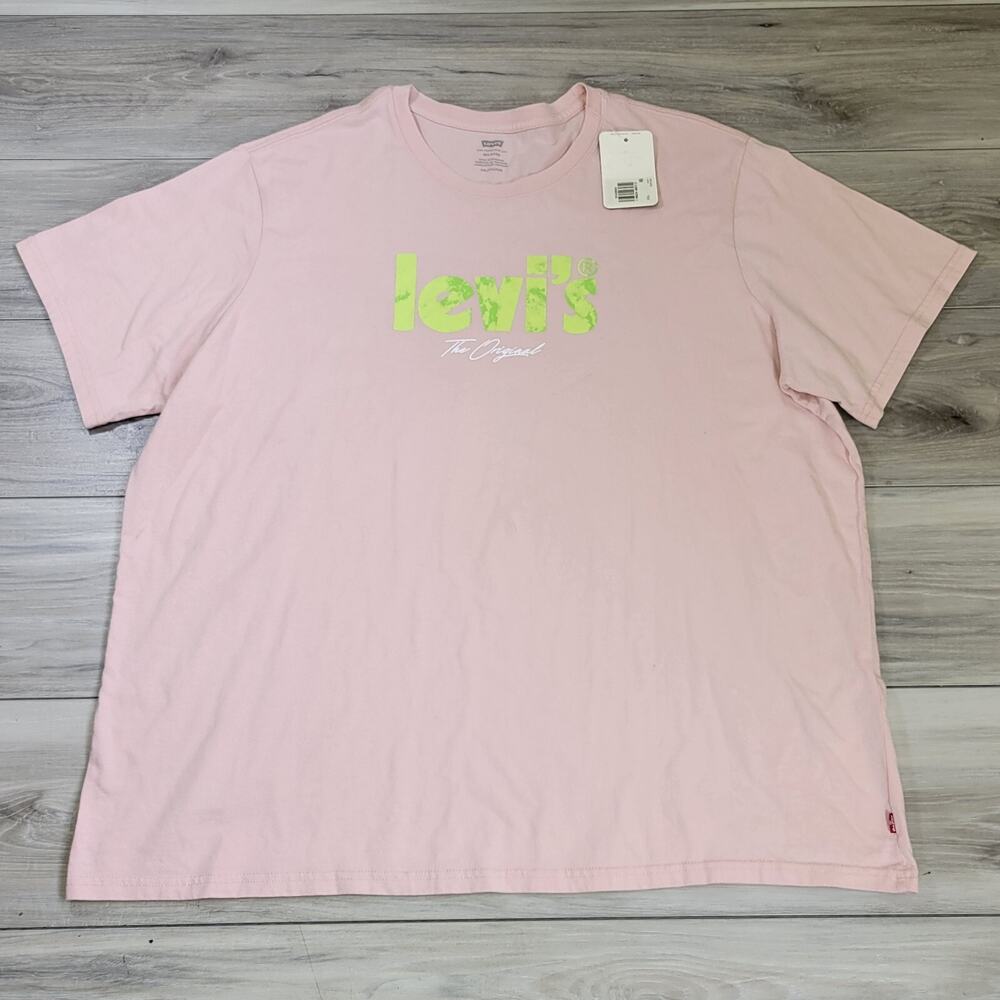 Levi's T-Shirt Men's 2XL Pink Logo Short Sleeve New